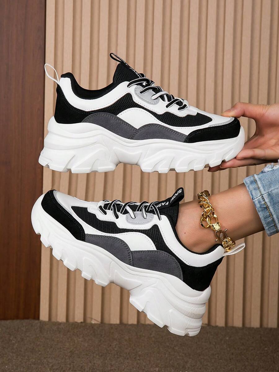 2024 New Spring Fashionable Platform Chunky Sneakers, Casual Lightweight Thick Sole Sneakers