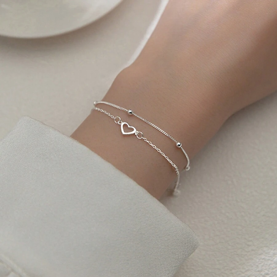 Heart Decor Layered Bracelet Valentines,Mom,Mother,Mother's Day,Gift