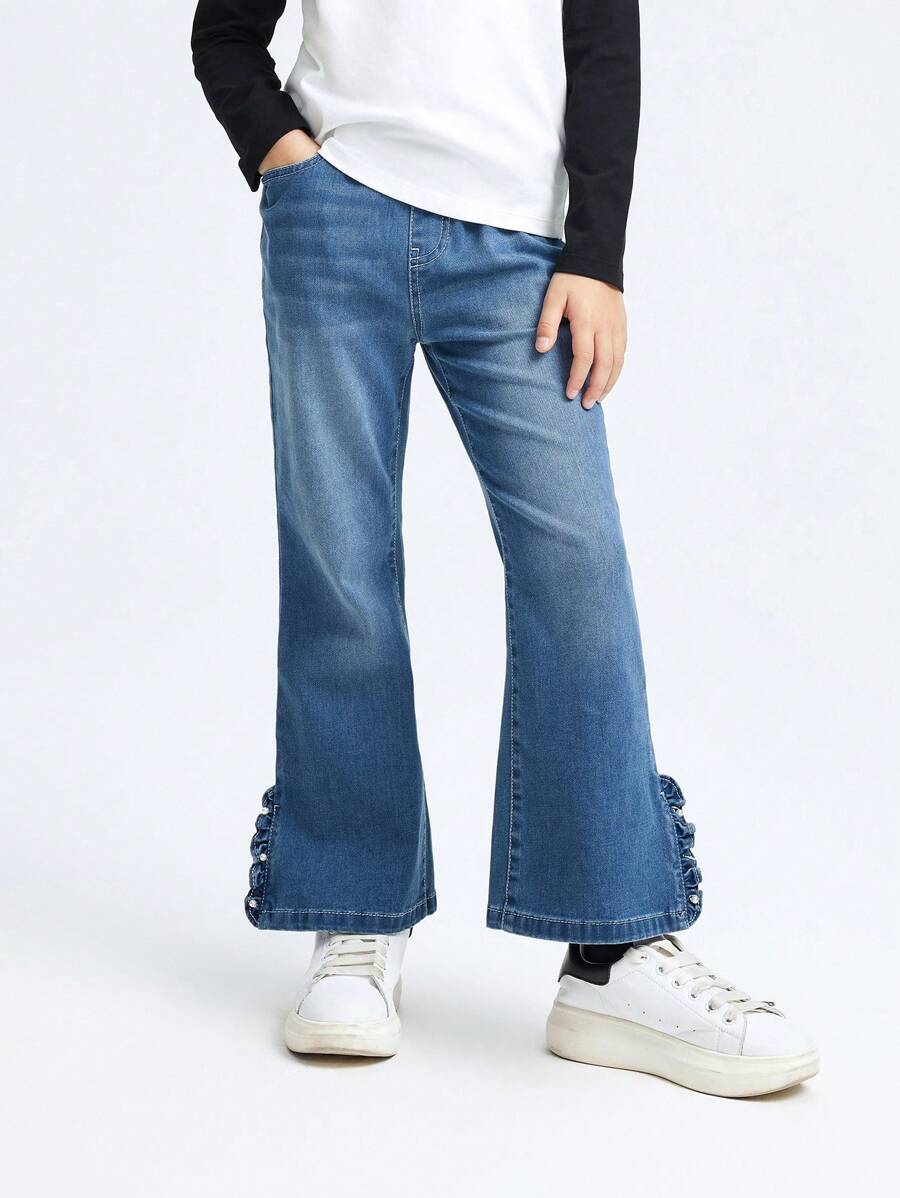 Annil Vielseitige Frühlings-Leisure- und Western-Style Denim-Hose für Tween Mädchen