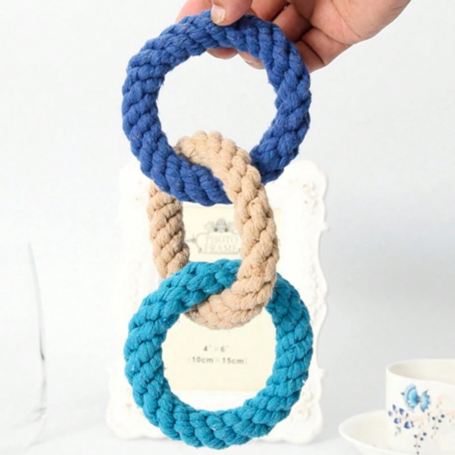 1pc/2pcs Rope Dog Chew Toys, Multi-Linked Circular Pet Toys, Random Color