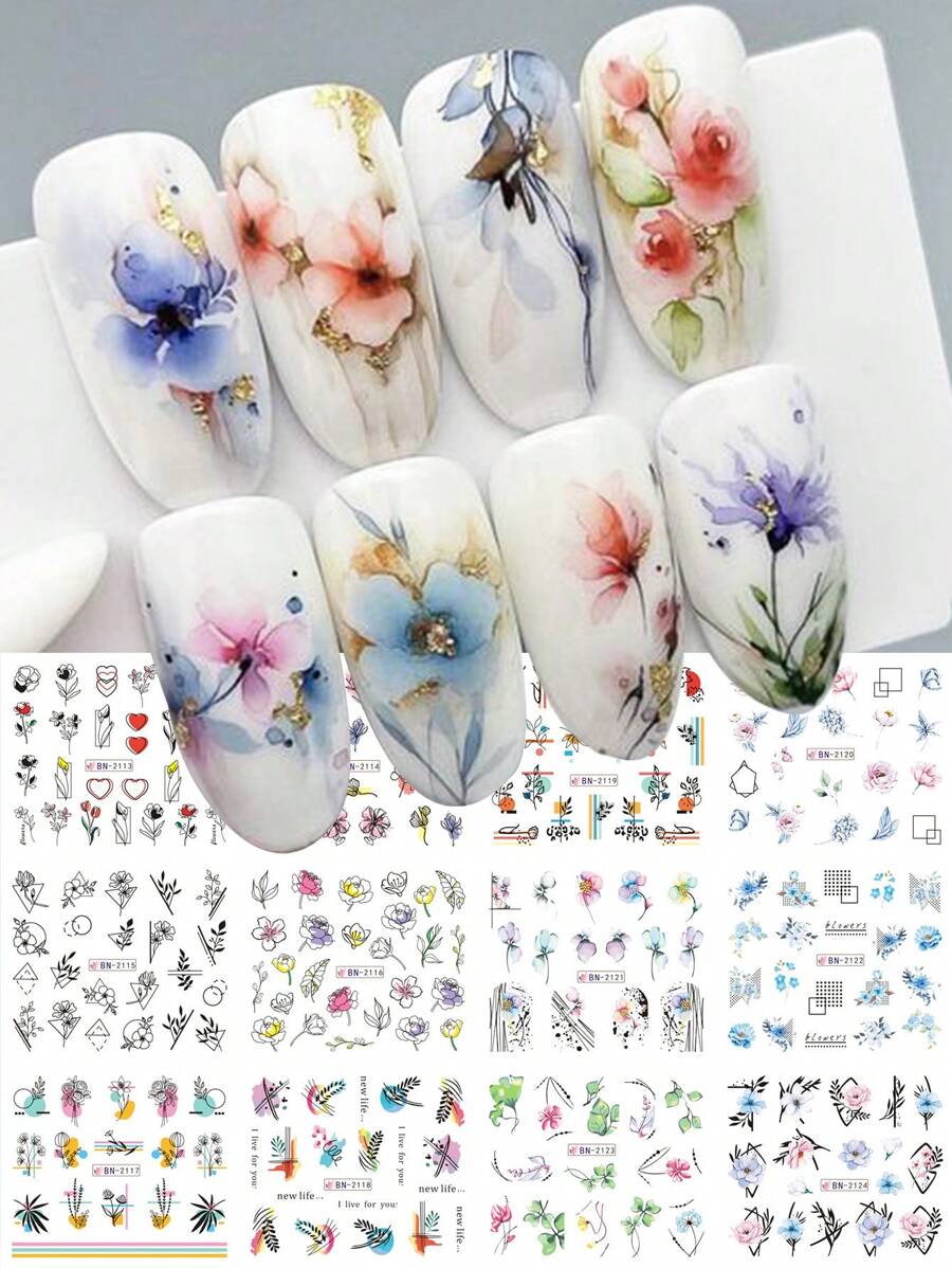 12pezzi Watercolor Floral Flower Nail Sticker Ink Flowers Slider For Nail Decoration Foils Tattoo Nail Stickers DIYadesivi unghie
stickers unghie
adesiv nail art adesivi unghie
stickers unghie
adesiv nail art