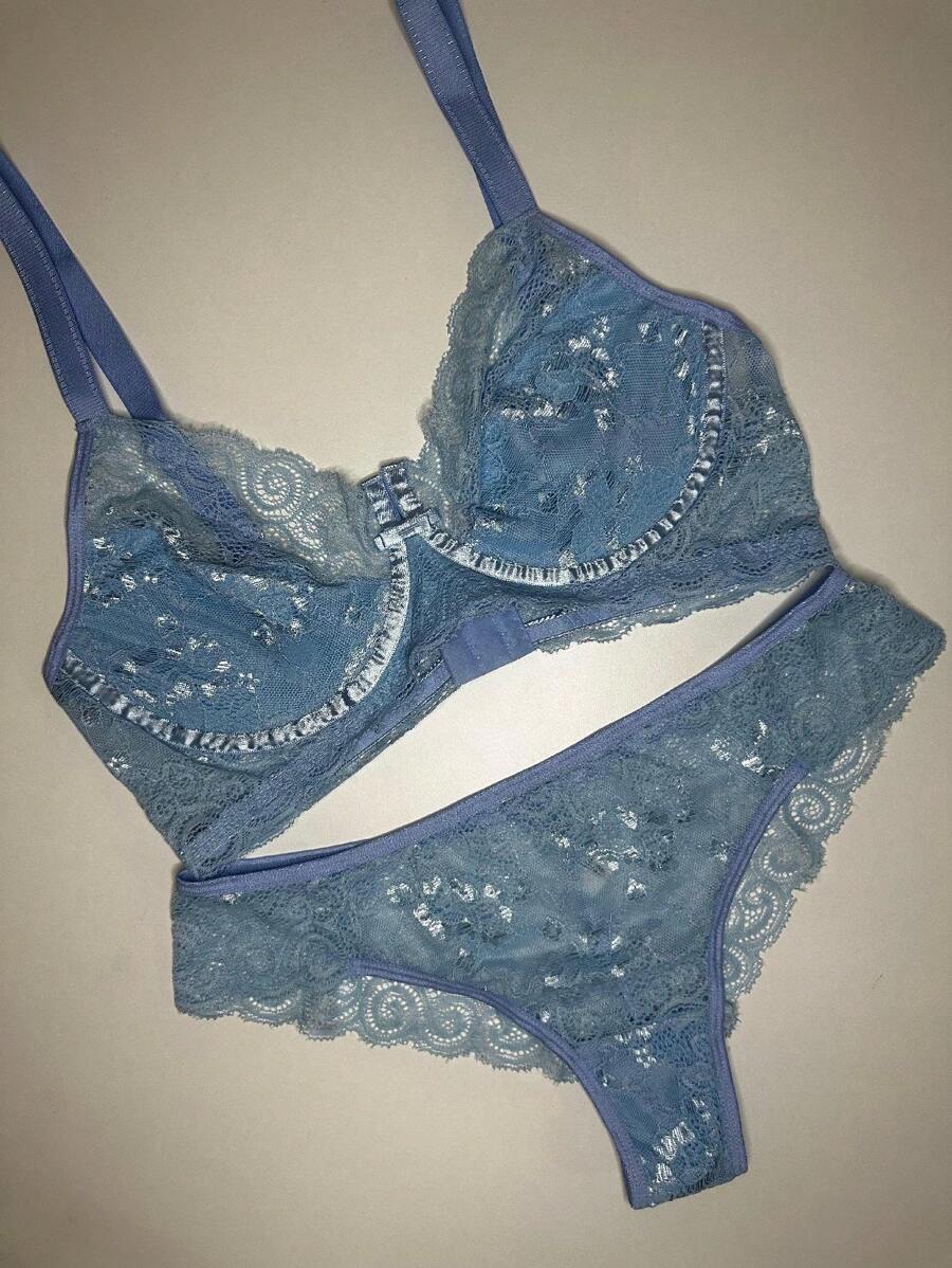 Conjunto De Lingerie Plus Size Rendado Decotado Detalhe Brilhoso Sexy SHEIN Brasil