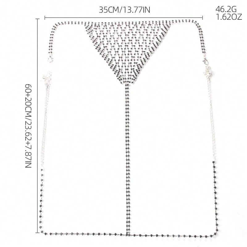 Fashionable And Sexy Nightclub Party Bikini With Dazzling Rhinestones Thong And Body Chain For