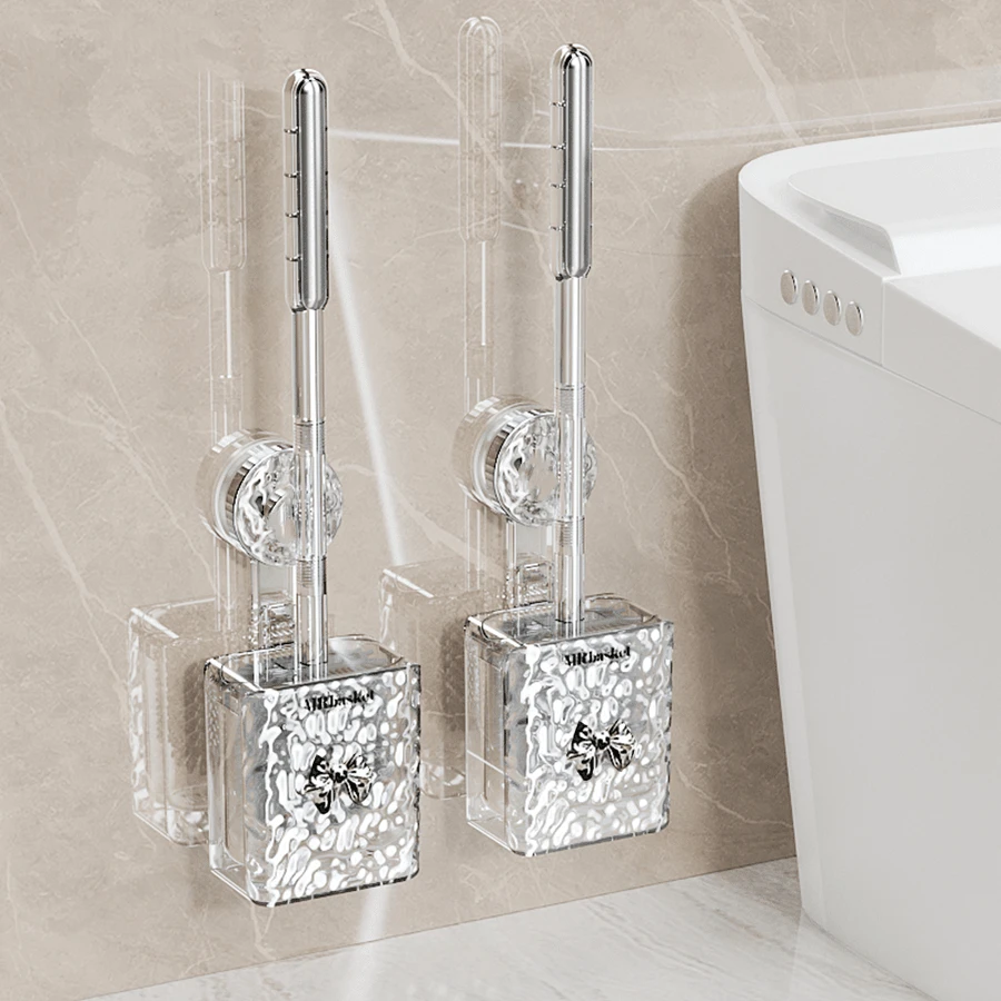 1 Piece Of Wall-Mounted Toilet Brush. It's A Toilet Brush That Doesn't Require Drilling Holes. It Has A Washable Suction Cup And Can Clean Every Corner. It's A Cleaning Tool For Home Bathrooms And Can Be A Valentine's Day Gift Or A New Year Gift, Gift For New Year, Valentine's Day, Festival And Easter Bathroom Decor Fall Decor
