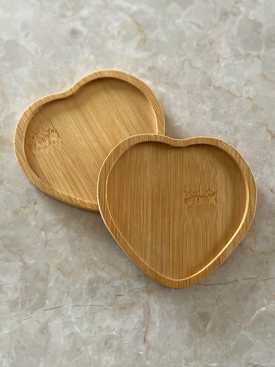 Heart-Shaped Cute And Novelty Bamboo Cup Mat, Coaster For Heat Insulation With Multiple Size Options, Suitable For Decorative Use On Coffee Table And Bar Counter