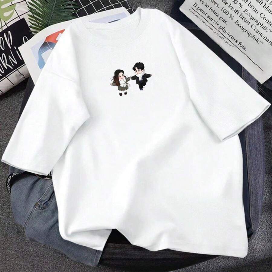 Camiseta Needstar Tshirt Feminina Algodão100% Passeio Casual Academia Treino Larga Streetwear Mulher Casalzinho