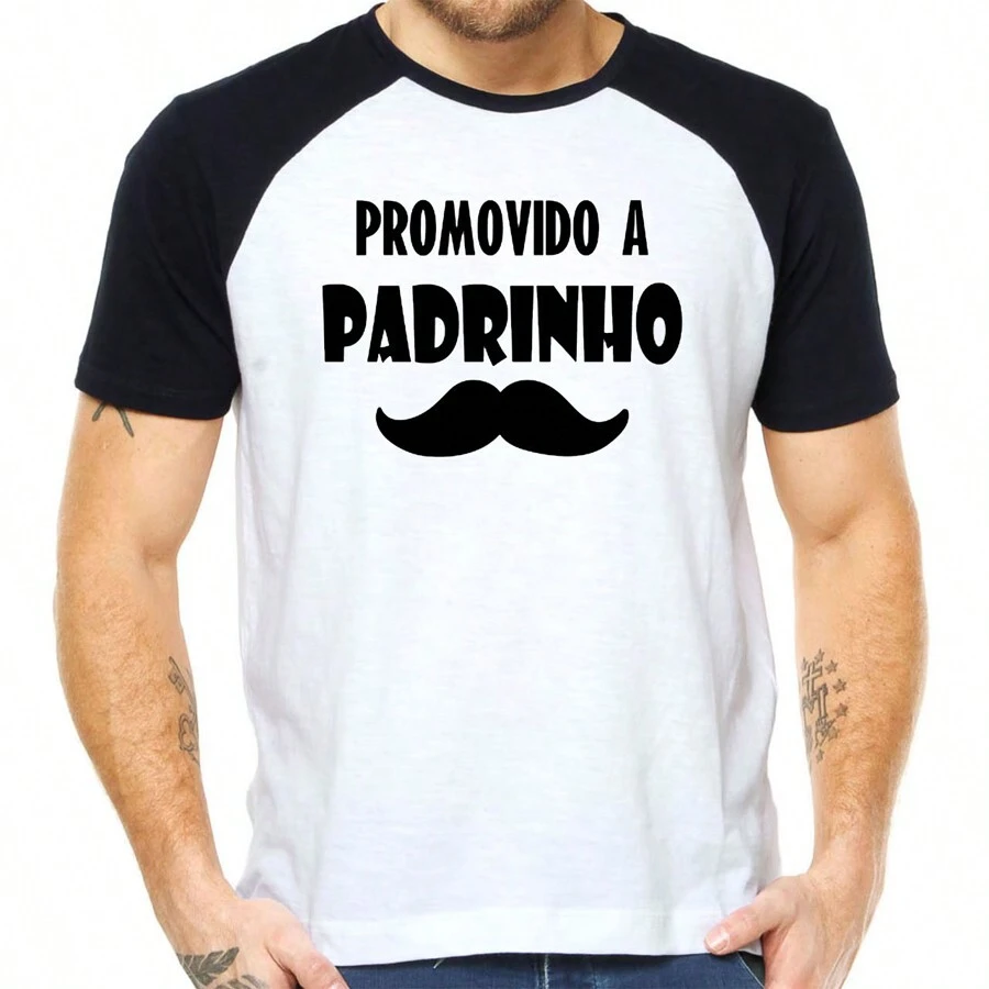 Camiseta promovido a padrinho bigode camisa dindo presente