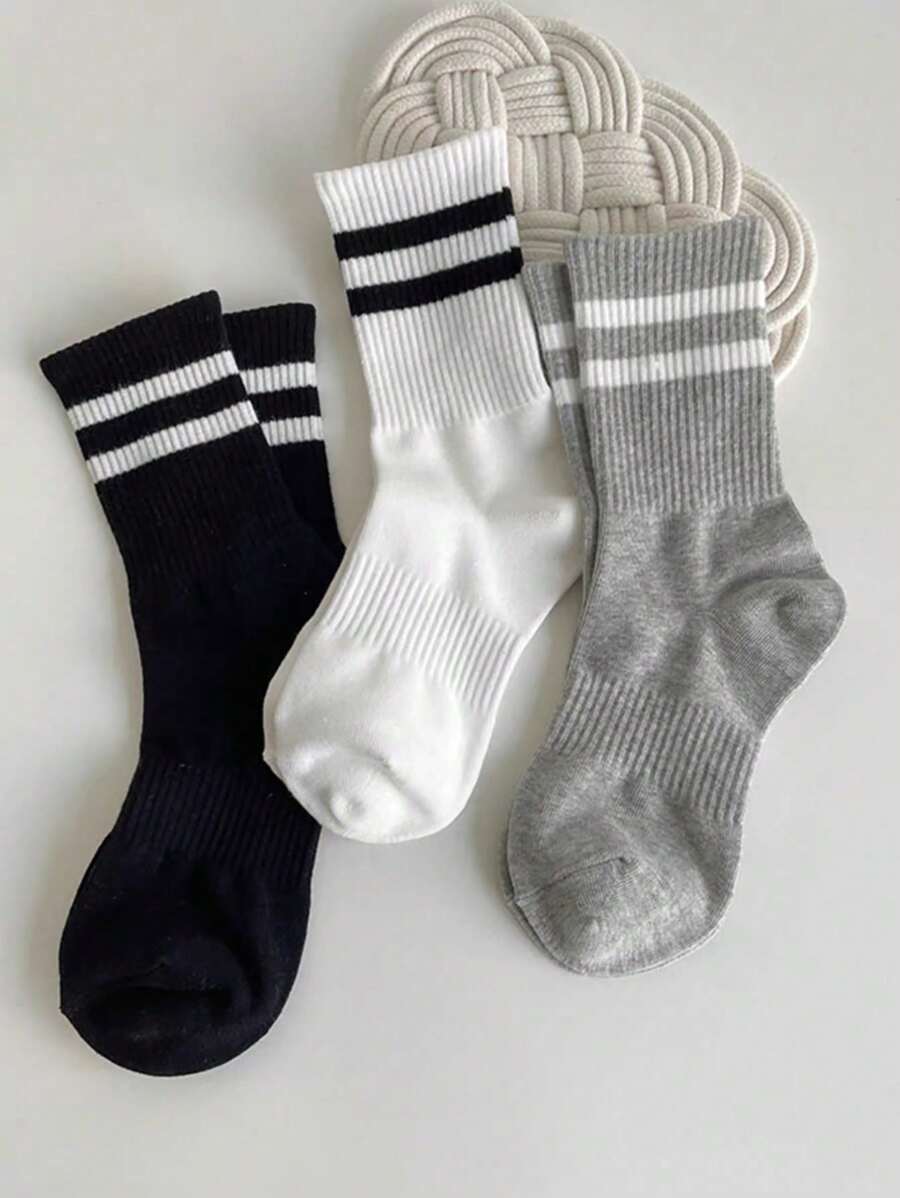 3pairs Sports Style Over Knee Socks, Versatile Design