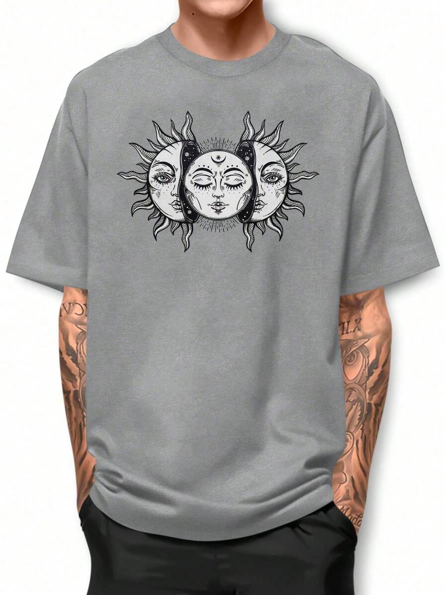 Camiseta Basica Lua e Sol Eclipse Algodao Camisa Gola Redonda IPJ1