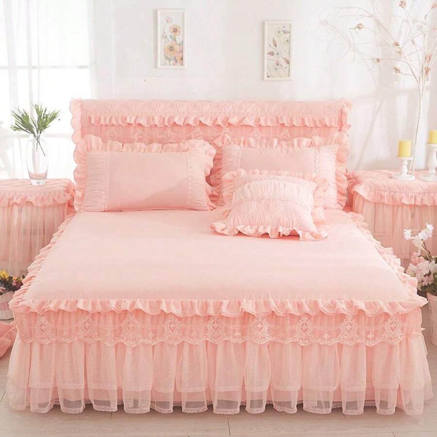Falda De Cama De Encaje Estilo Princesa, Protector De Colchón, Funda De Cama, 1 Ud.