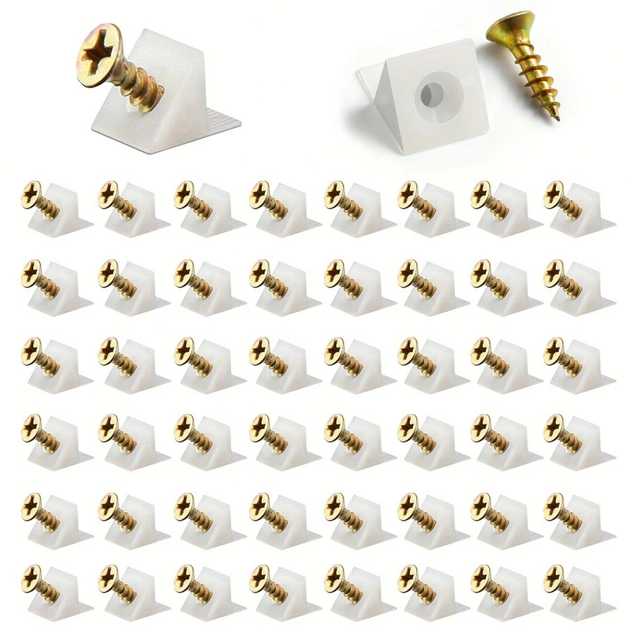 30~50pcs Mending Wedges, Restore Sagging Drawer, Bottoms & Furniture Chest With 90 Degree Plastic Angle Code Bracket, Fastener & Screws