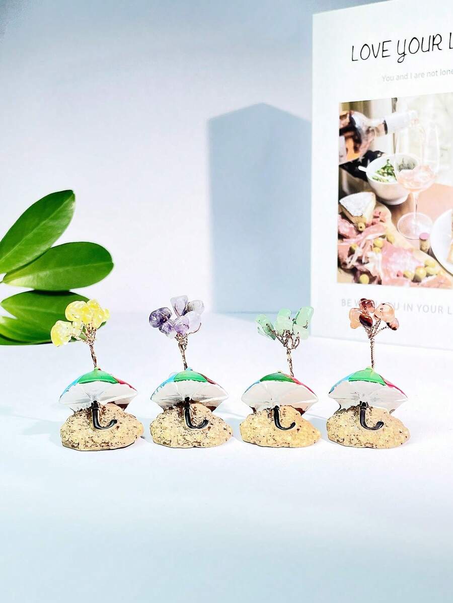 1pc Beach Umbrella Feng Shui Tree Gemstone Crystal Natural Quartz Stone