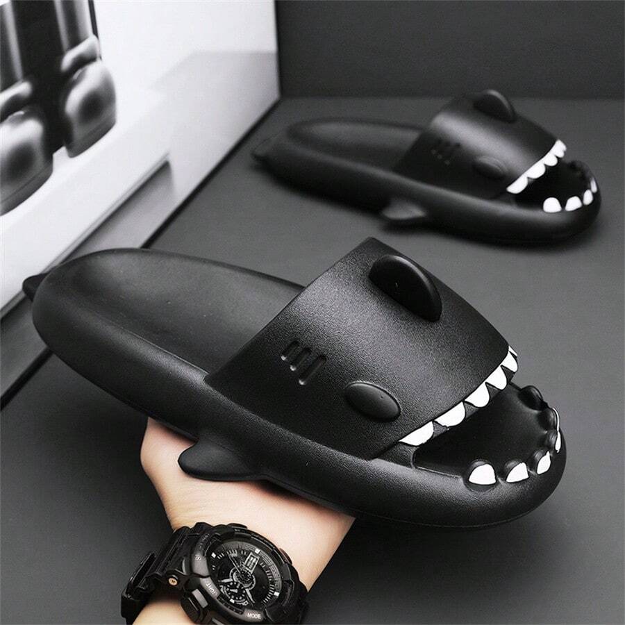 Men's Shark Shaped Eva Anti-Slip Slippers For Outdoor, Indoor, Couples Home Use, Summer