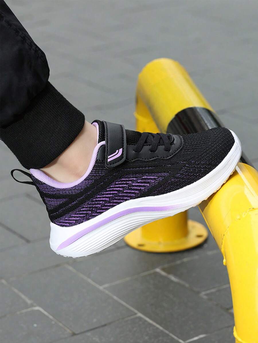 1 Par De Tênis Esportivos Respiráveis De Malha Para Meninas, Tênis De Corrida Leves Com Sola Macia E Design De Corte Baixo Para Crianças