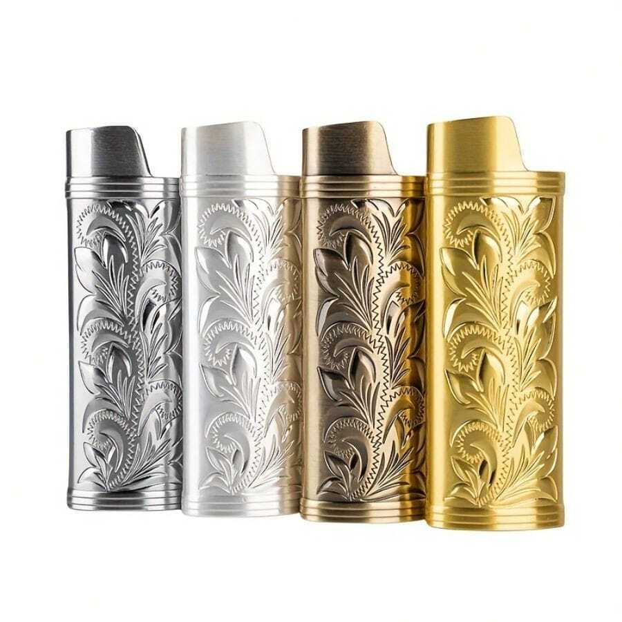 1 Pieza Estuche De Encendedor De Artesanía Retro 3d Grabada En Aleación De Zinc, Caja De Encendedor De Moda, Compatible Con La Cubierta Protectora De Metal Para Encendedor Bic-j6 De Gran Tamaño (encendedor No Incluido)
