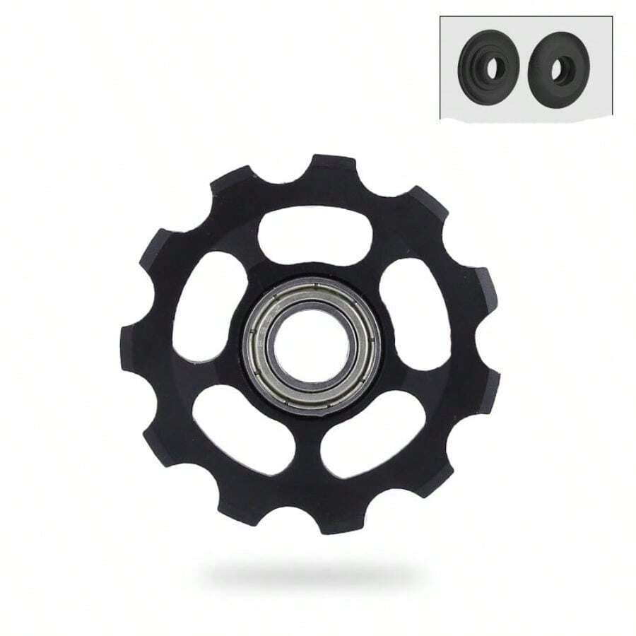 1pc Black Aluminum Alloy Bike Rear Derailleur Wheel, Bearing Anodic Cnc 11t Chain Guide Pulley For Mountain Cycling Equipment