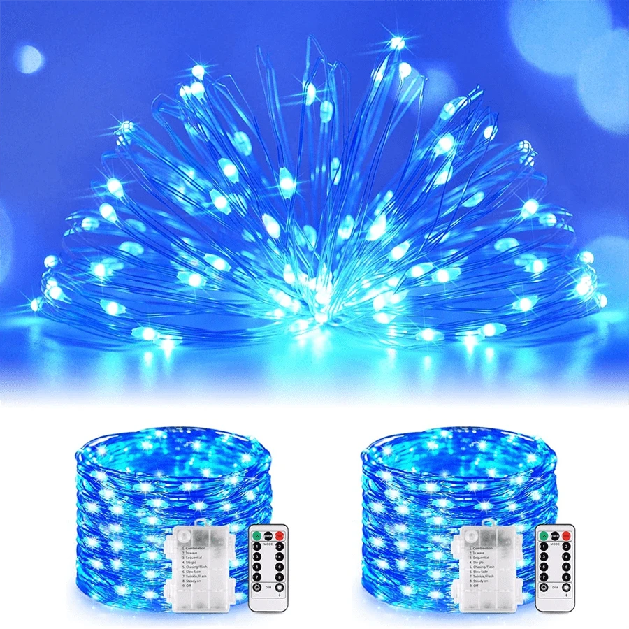 JMEXSUSS 2 Pack 100 LED White Fairy Lights Battery Operated, 33ft Twinkle Lights With Remote, 8 Mode White Christmas String Lights For Bedroom Ceiling Centerpiece Tree Indoor Decor