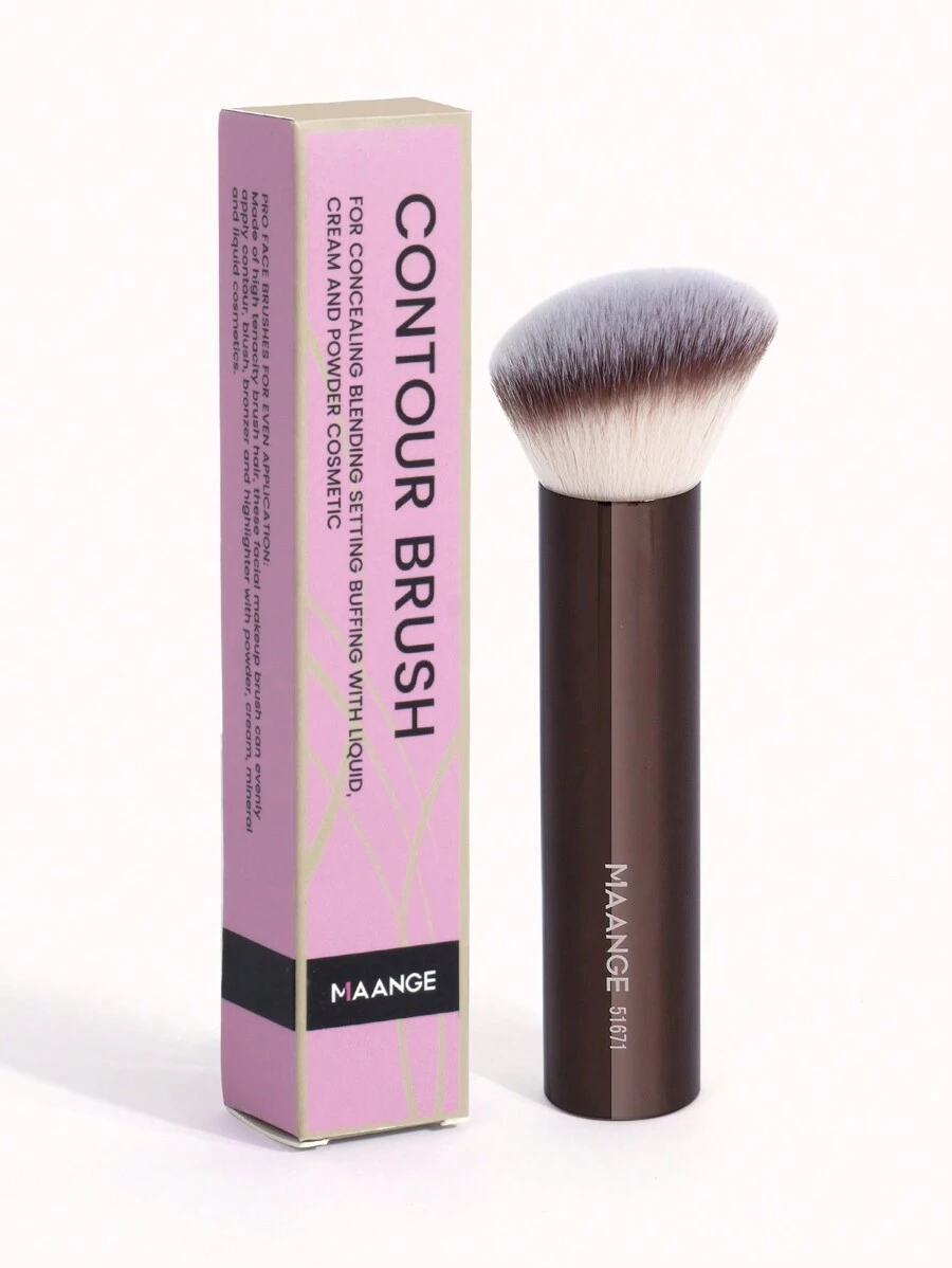 MAANGE 1 pieza Juego de pinceles profesionales para base de maquillaje, pinceles tubulares biselados, herramientas de maquillaje con fibras suaves para un fácil transporte, pinceles para viajar