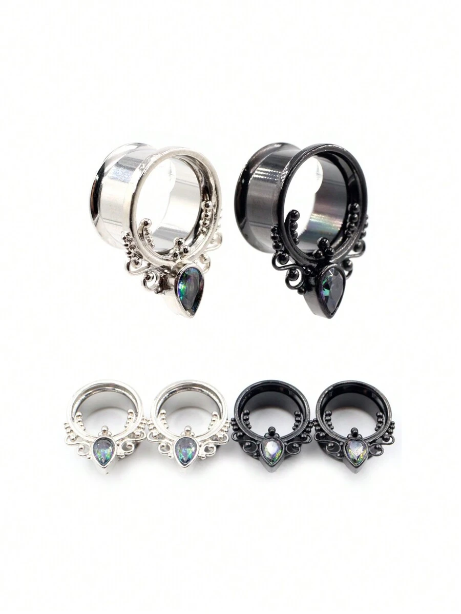 2 Stücke Ohrdehner Aus Edelstahl Mit Tropfenform, Ohr Tunnel Stöpsel, Fleisch Dehnungs Messgeräte, Unisex Körperschmuck