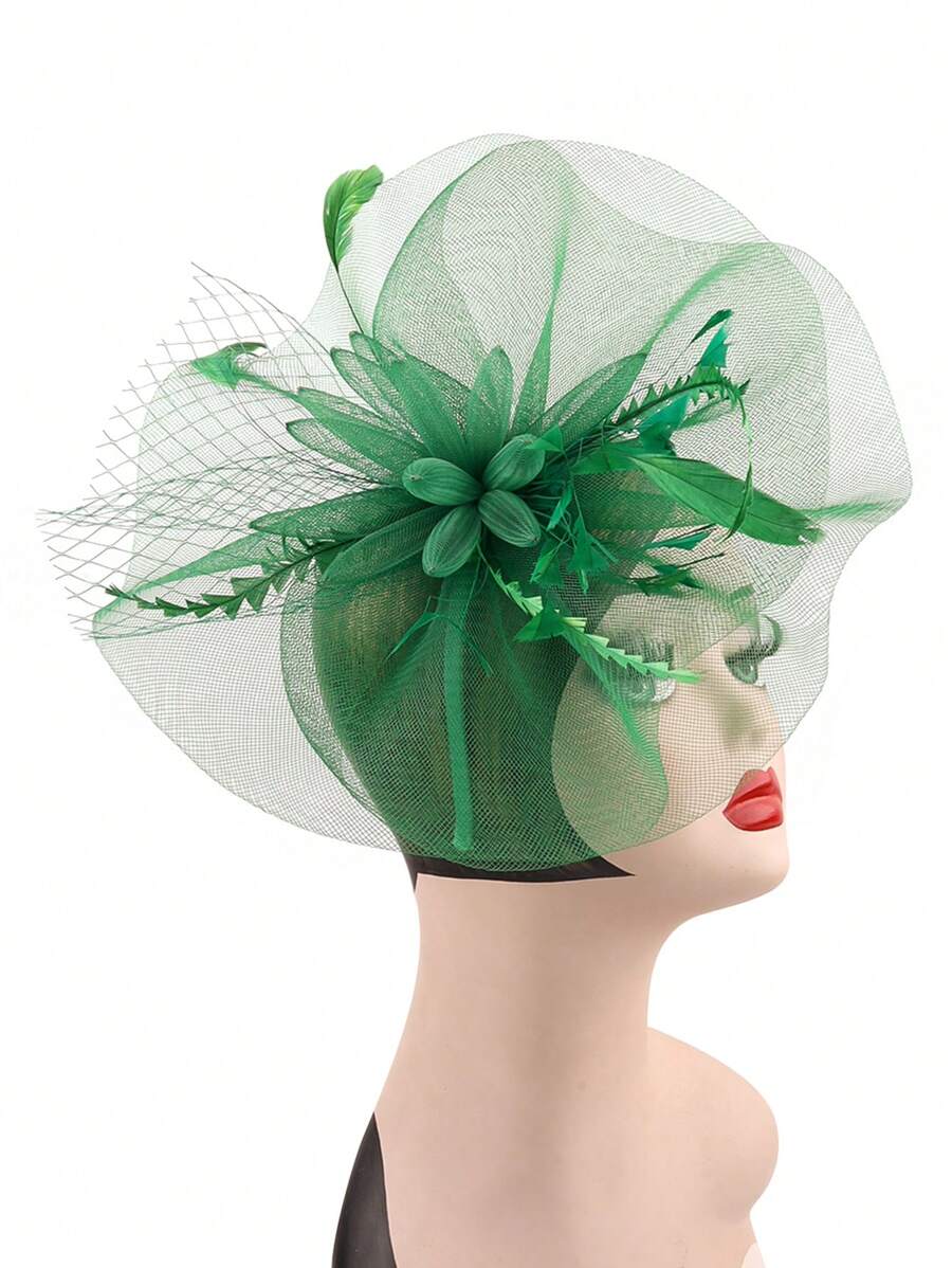 20s Fleur Plume Bandeau Dentelle Voile Fascinateur Chapeau Mariée