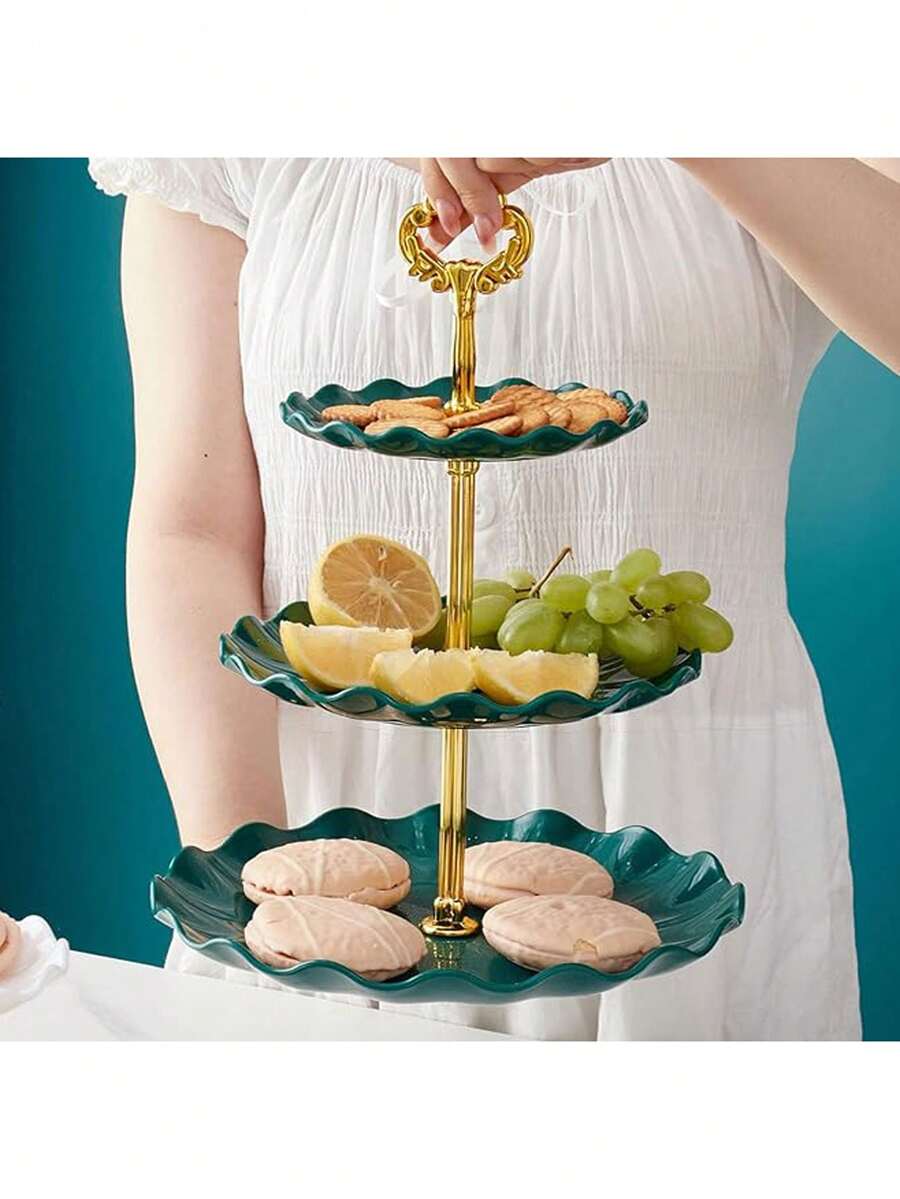 2pcs/Set 2 Tier Dessert Stand With Handle, Plastic Cupcake Display