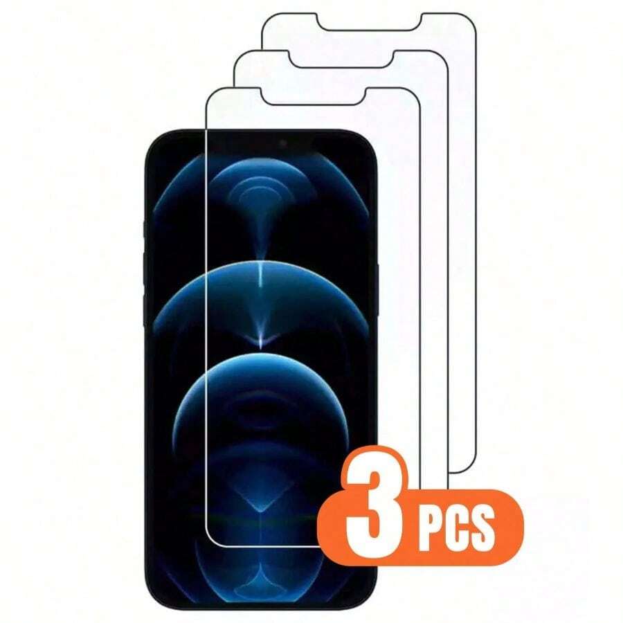 3 Stücke HD gehärtetes Glas Bildschirmschutz kompatibel mit iPhone 6/7/8/X/XS/XS MAX/XR/11/12/13/14/15/SE/PLUS/PRO/PRO MAX/MINI