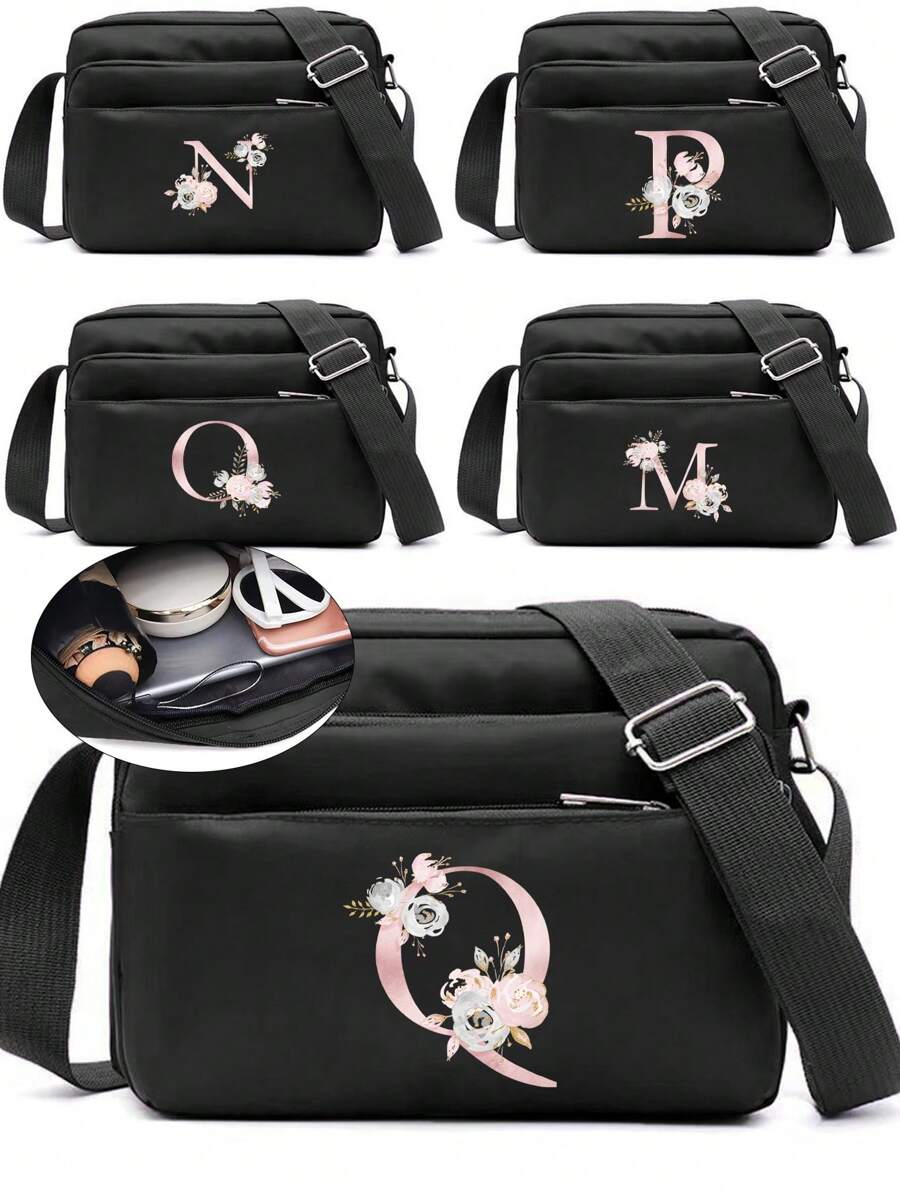 Bolso De Hombro Para Mujer Con Patrón De Letras, Elegante Y Conveniente Para Actividades Al Aire Libre Bolso De Teléfono Bolso Mensajero Bolsa De Varias Capas Monedero Para Mujer Útiles Escolares Para La Habitación De Residencia Universitaria Bolsa Vintage Estilo Bandolera Correa Geométrica Bolso Cruzado En El Pecho Para Mujeres Regalo