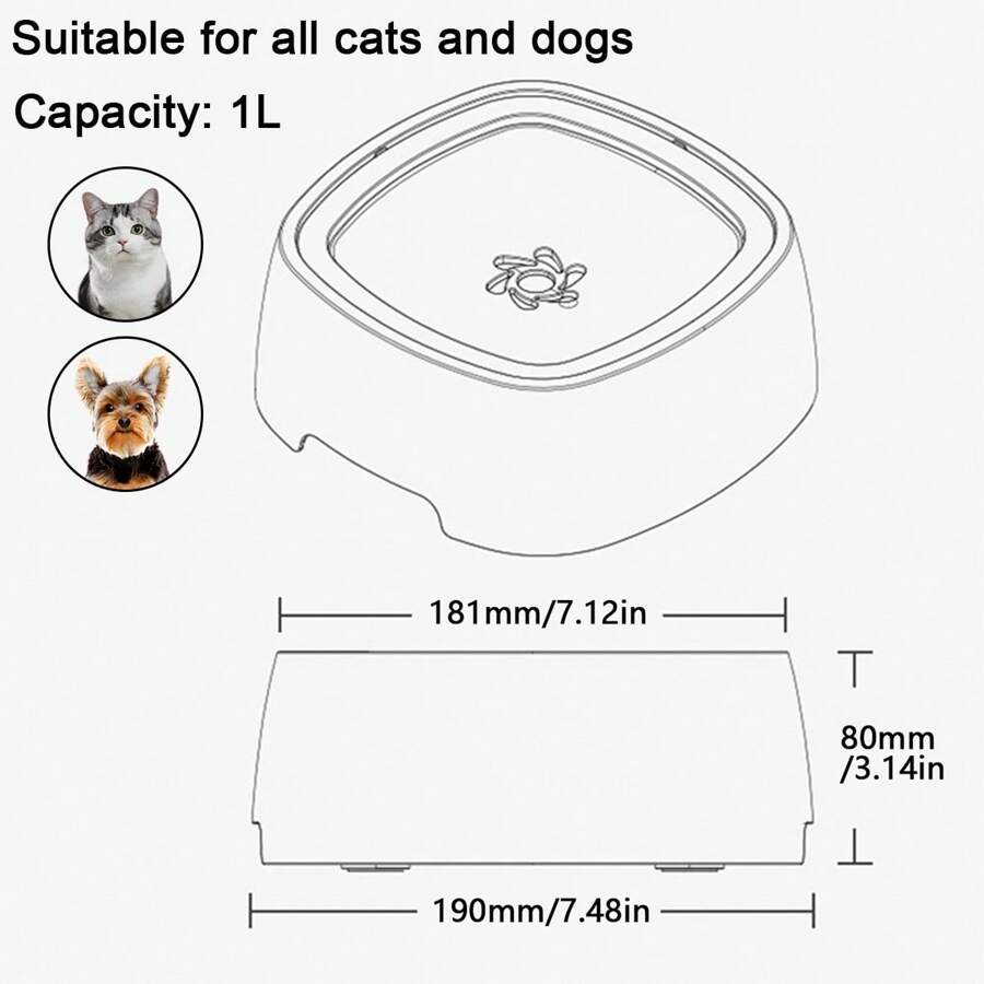 1pc Flower Floating Bowl 1L Dog Pet Floating Plastic Drinking Water