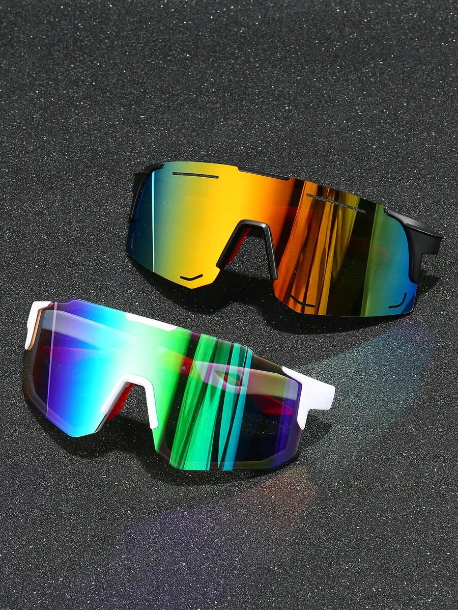 2pcs Men's Plastic Sport Wrap-Around Y2k Decorative Fashion Glasses, Suitable For Daily Wear, Photography, Shopping, Street Beach Accessories Glasses Shades For Summer Beach Vacation,Outdoor,Travel