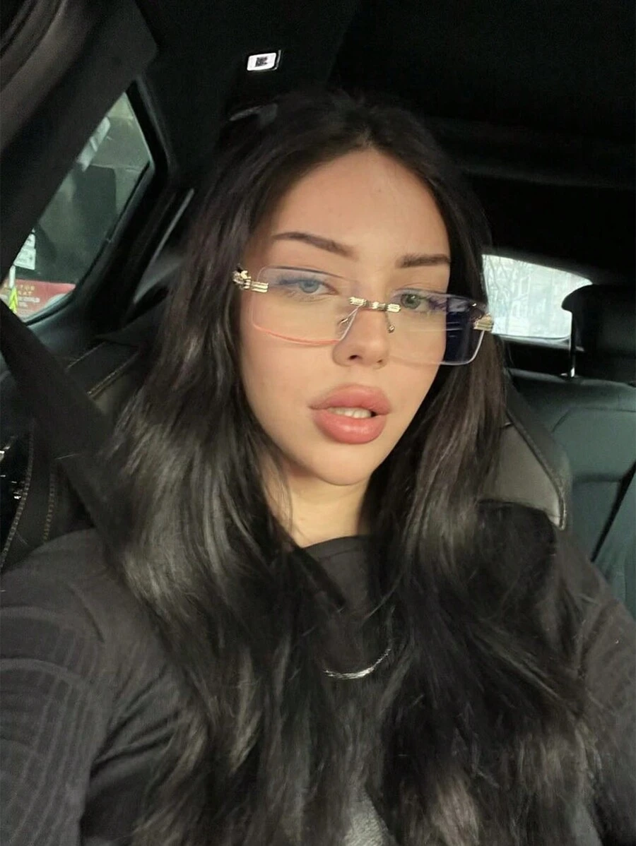 1 pereche de ochelari optici, minimalisti, eleganti, cu margini pătrate pentru femei, măgulitoare pentru fața rotundă, potriviți pentru naveta zilnică