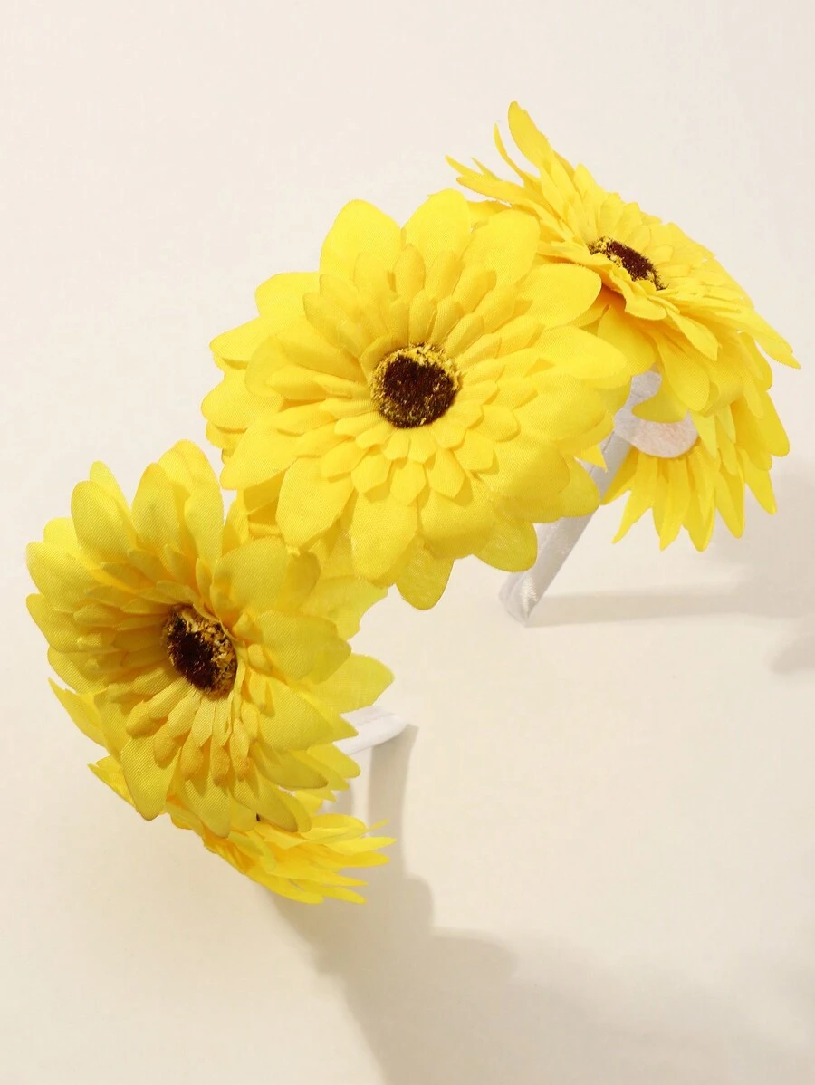 1 Stück Modischer gelber Gänseblümchen Haarreif für Mädchen, minimalistisches Design für Lässig & Alltags Tragen