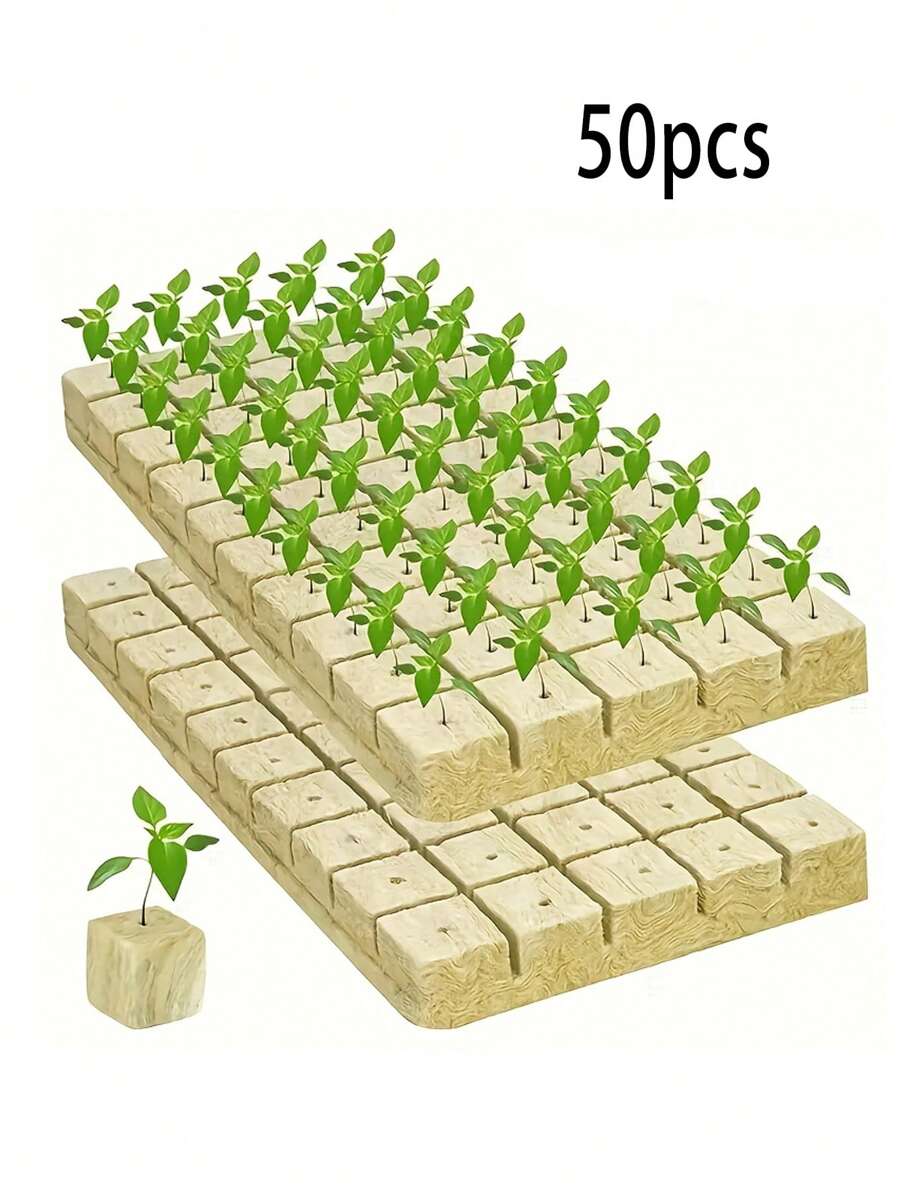 25/50/100 piezas Sustratos de cultivo sin suelo para la propagación de vegetales de hoja, calabazas, flores y plántulas de árboles, alternativa a la lana de roca para la propagación hidropónica