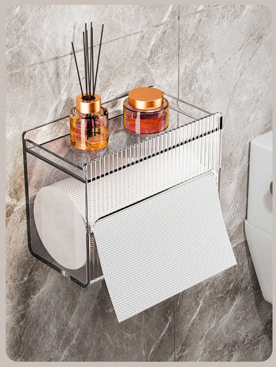 1 pièce Boîte à mouchoirs imperméable pour salle de bain, support de serviette en papier imperméable, tiroir mural pour papier, support de rouleau de serviette en papier, étagère de salle de bain