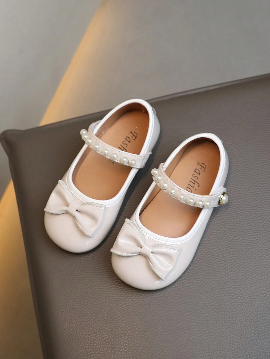 Scarpe Per Ragazze Della Nuova Collezione Primavera 2024 Con Design Di Perle E Fiocco, Suola Morbida E Antiscivolo, Scarpe Piatte Principessa Per Bambini