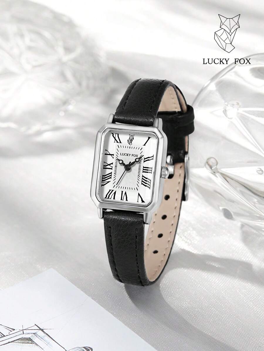 LUCKYFOX Reloj De Cuarzo Luckyfox Para Jóvenes Y Estudiantes Con Batería Seca, Dial Cuadrado Vintage De Aleación De Zinc Casual Con Correa, Adecuado Para La Vida Diaria