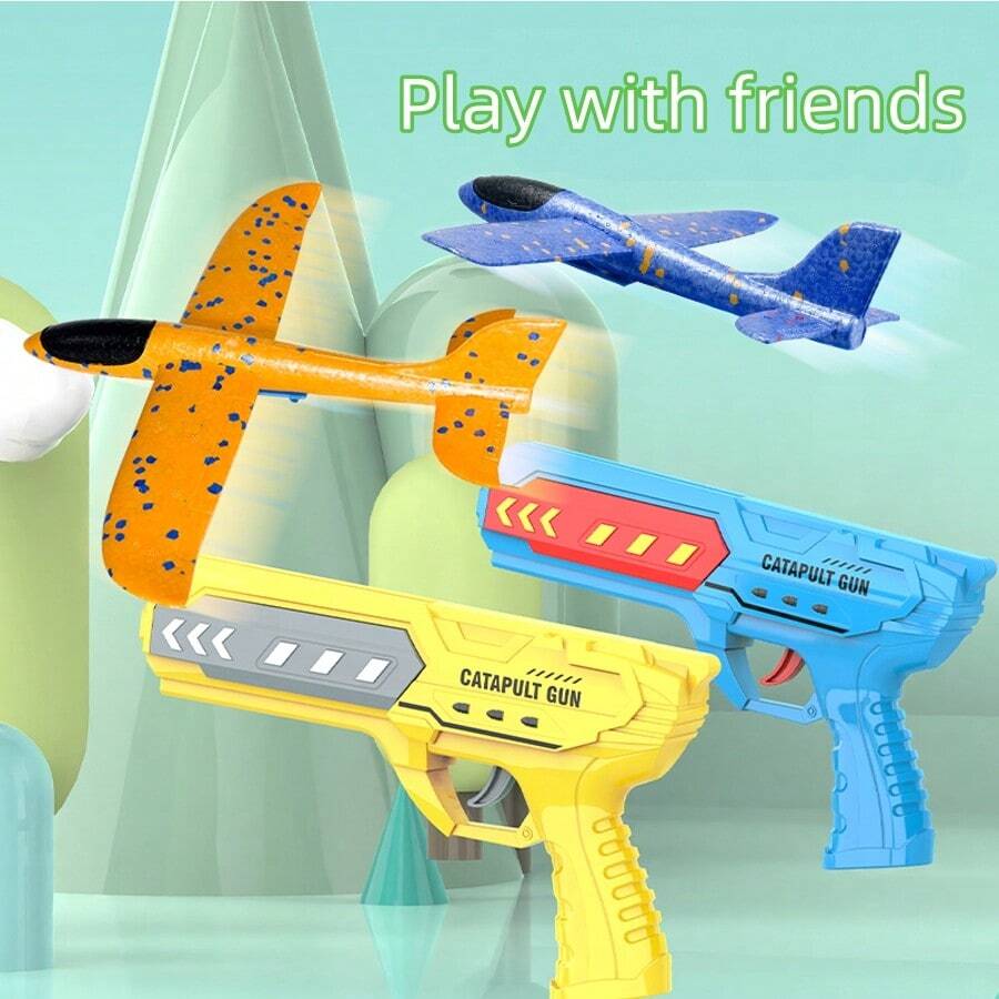 Children's Outdoor Flying Toys, Foam Aircraft Gun Toys, Interactive