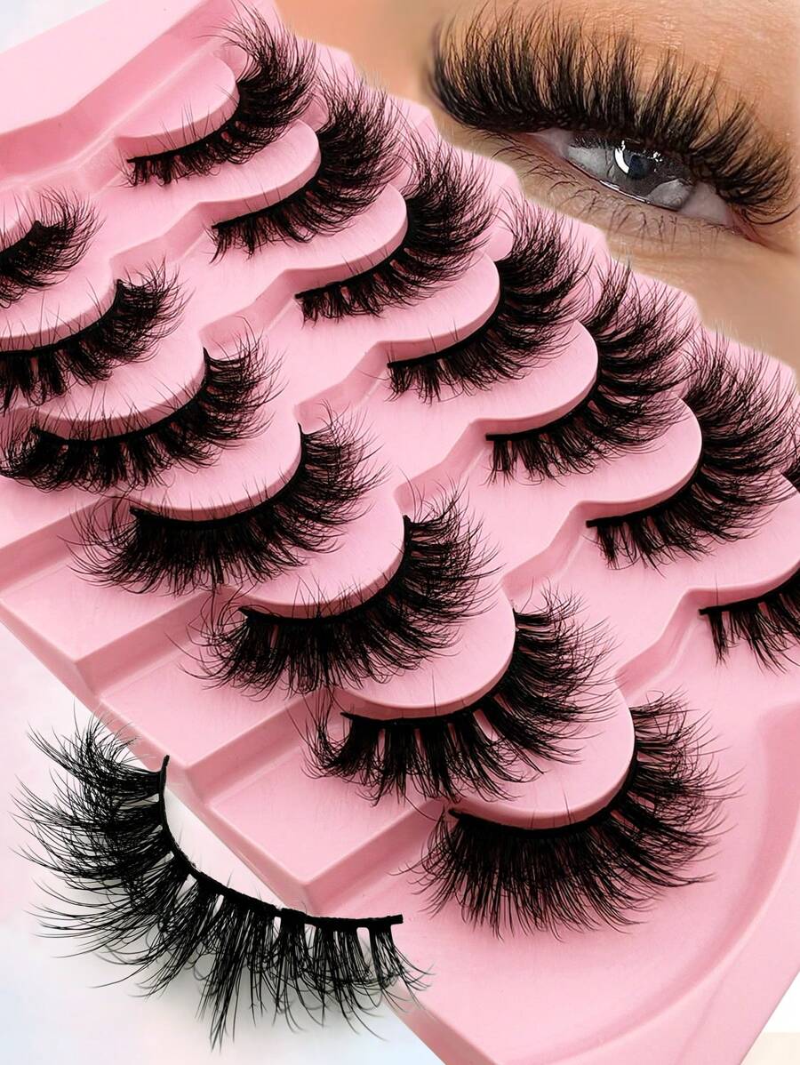 7 Fluffy Kattenoog Wimpers 6D Krullen Volume Imitatienerts Wimpers Valse wimpers Dat Dik Zacht Krullen Nepwimpers
