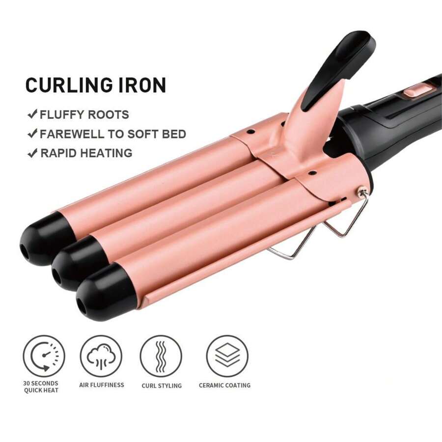 Chapinha Triondas 25MM Ondulador Formador Triplo Modelador de Cachos Onda Cabelo Cerâmica 200°C Bivolt 110-220