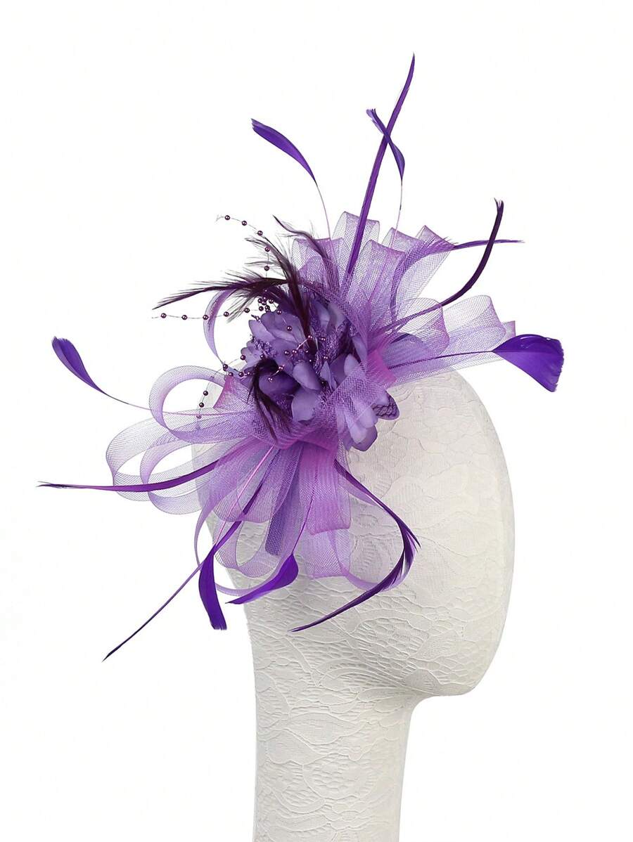 Elegant Fascinator Hut - Feder-Schleier Haarclip Für Hochzeit & Partys