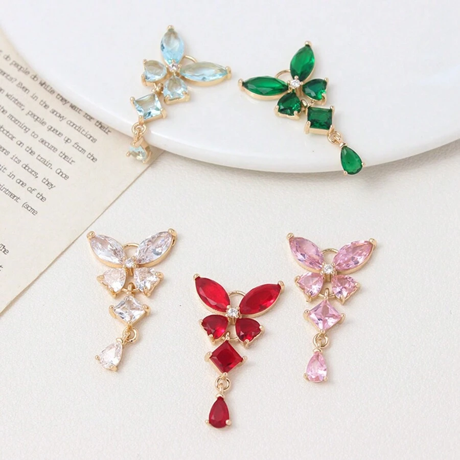 2 Piezas Colgante Con Forma De Lágrima De Mariposa De Cuatro Hojas Para Joyería Diy Para Pulsera, Pendiente, Pasador Y Colgante