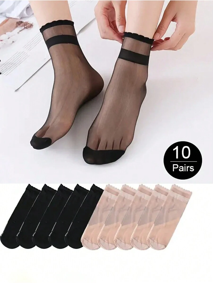 Set De 10 Pares De Medias Ultrafinas Y Transpirables Para Mujer Para El Verano