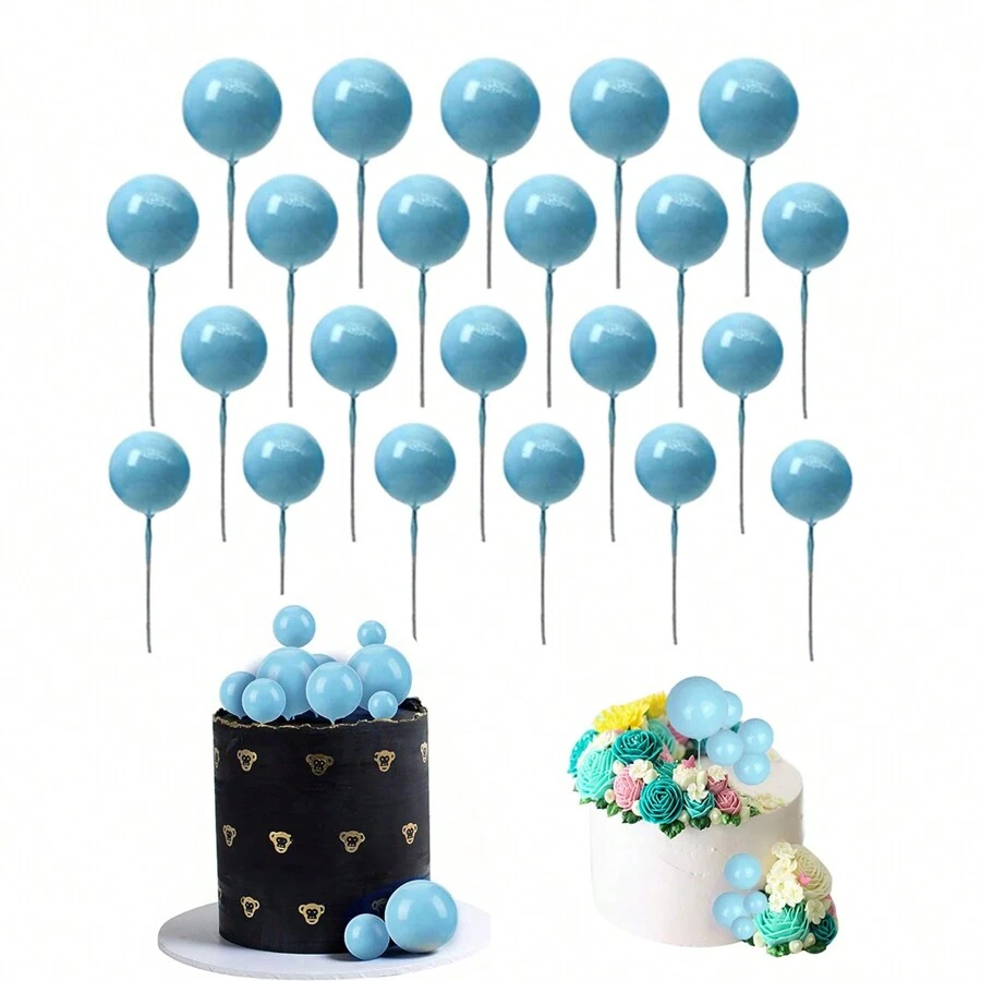10 Pieces Of Colorful Ball Cake Decoration, Blue Cake Decoration Plugins, Ornaments, Baking Decorations
