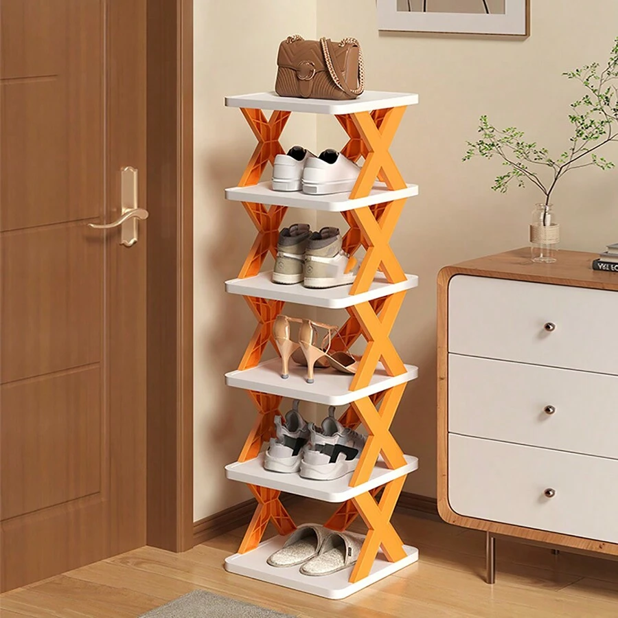 1pc Simple Multi-Tier Shoe Rack, Space-Saving Assembled Plastic Shoe Storage Organizer, Dust-Proof Home Use