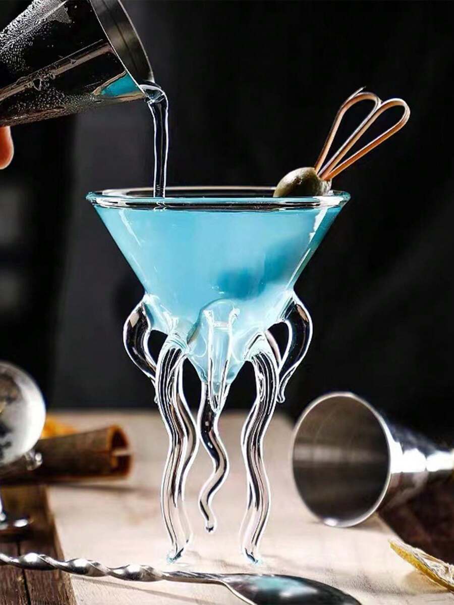 1pc Creative Octopus Cocktail Glass, Personality Aquarium Glass Octopus Wine Glass, Martini Glass