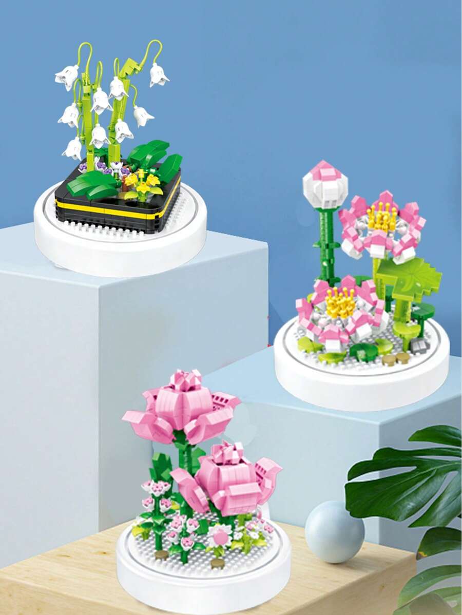 Sonnenblumen Bouquet Baustein Set - DIY Blumen Mit Vase Als Deko