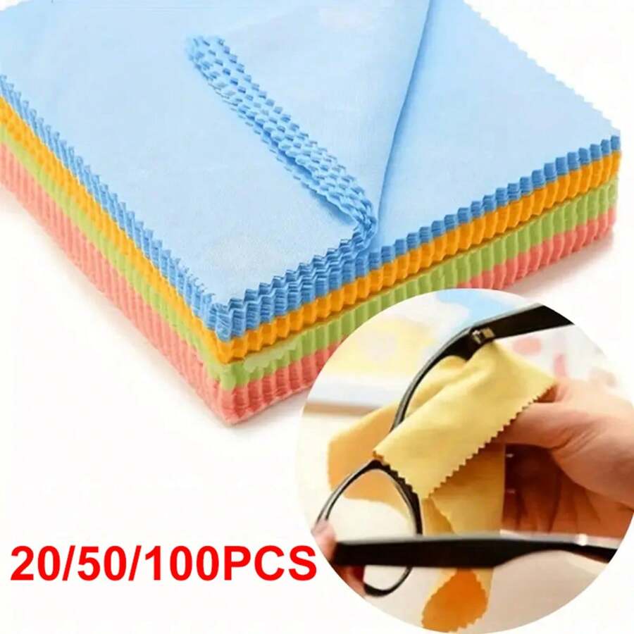 10/20/50/100pcs Chamois Glasses Cleaner, Jewelry Care Wipe Cloth, Microfiber Cleaning Cloth For Glasses, Cloth Lens Phone Screen Cleaning Wipes(Random Color)