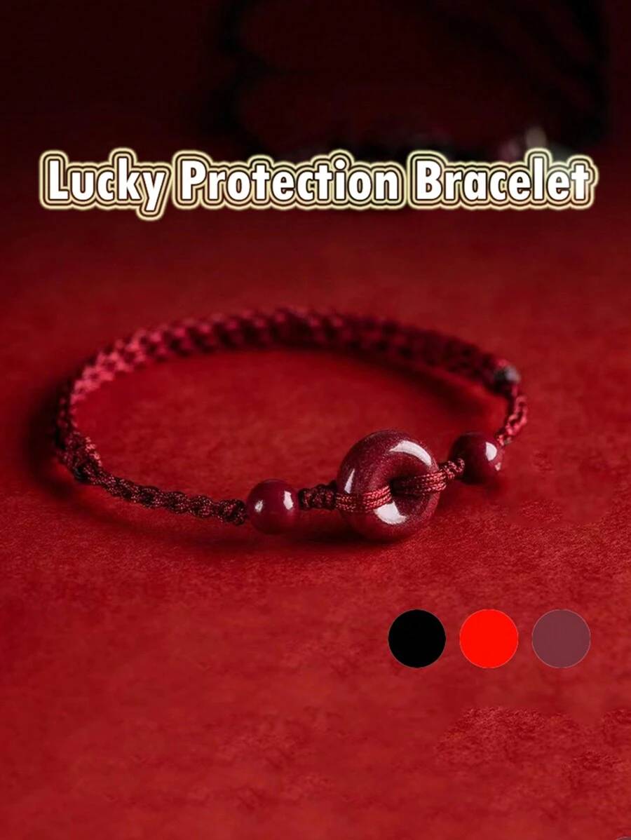1pc Handmade Lucky Buckle Red Rope Braided Bracelet, Protection Friendship Bracelet For Women Men Birthday Holiday Gift