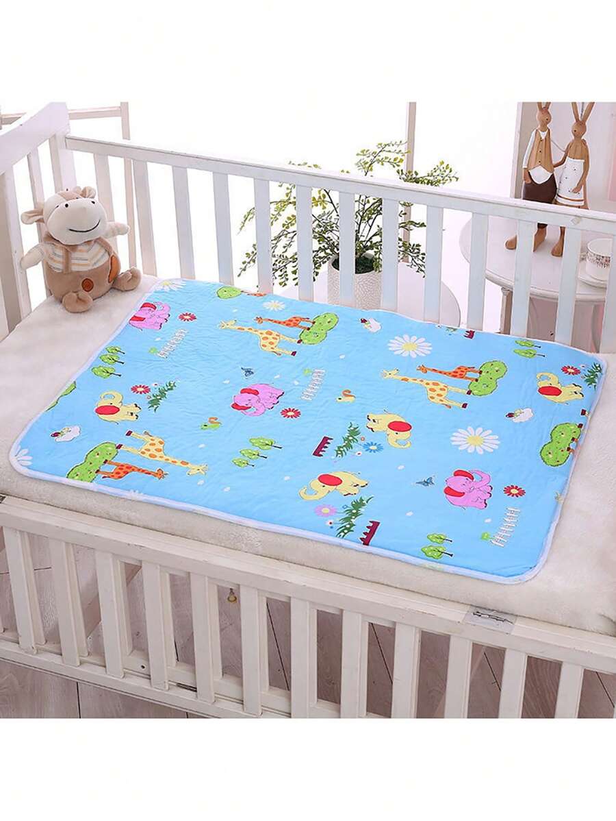 1 Stück wasserdichte, waschbare und atmungsaktive blaue Inkontinenzeinlage mit Tiermuster für Babys, Senioren und als Geschenkidee zur Baby-Shower