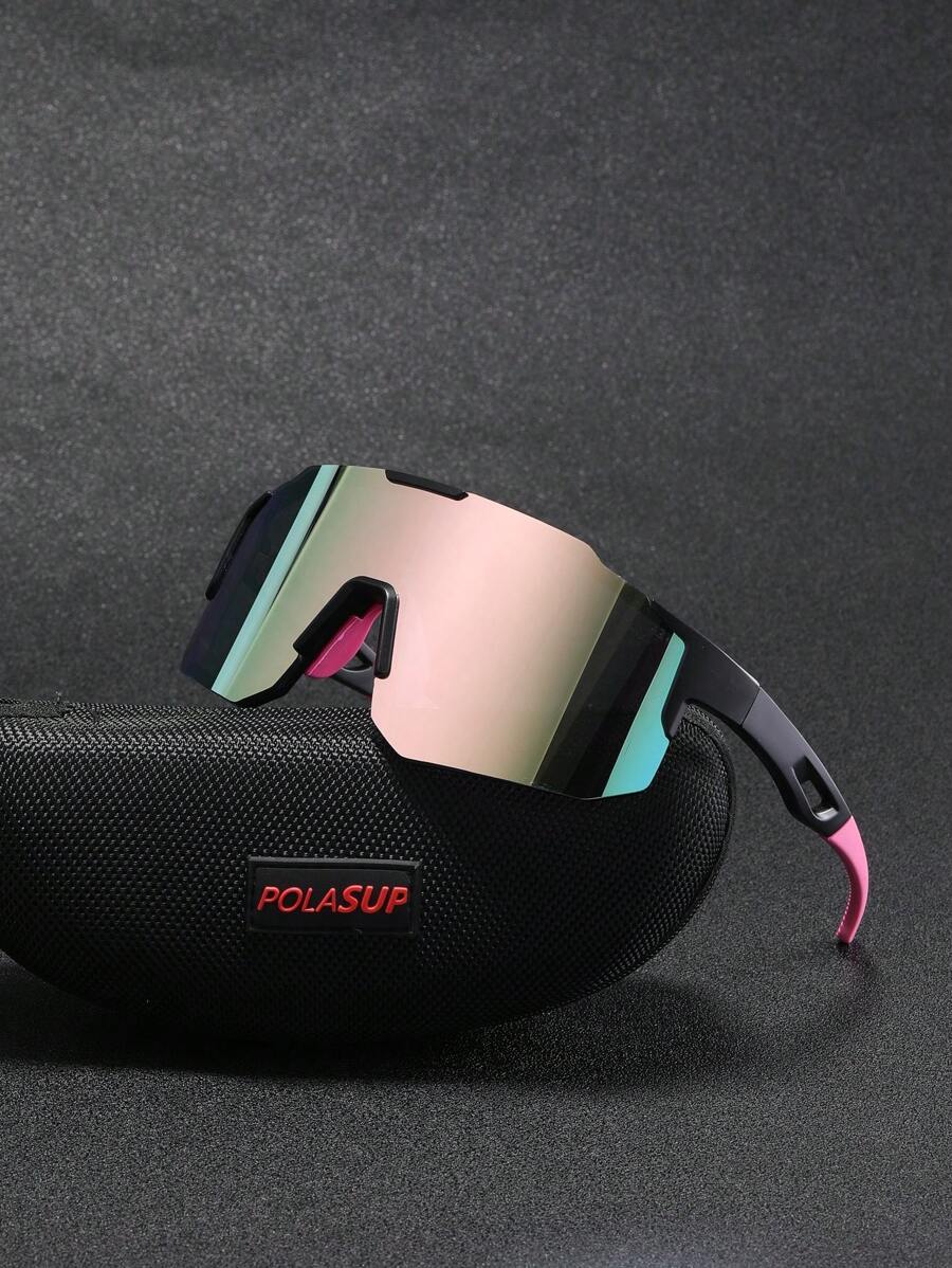 0150688630001-X9337 1pc Men's Pink Multi-Material Mechanic Mask Shape Fashion Glasses For Outdoor Cycling Sports (With EVA Case, Cleaning Cloth & Glasses Strap) Beach Accessories Glasses Shades Looks Street Style And Suit For Sweater Jacket Sweatshirt Hoodie Leather Pants And Cargo PantsY2K Festival For Summer Beach Vacation, Outdoor, Travel