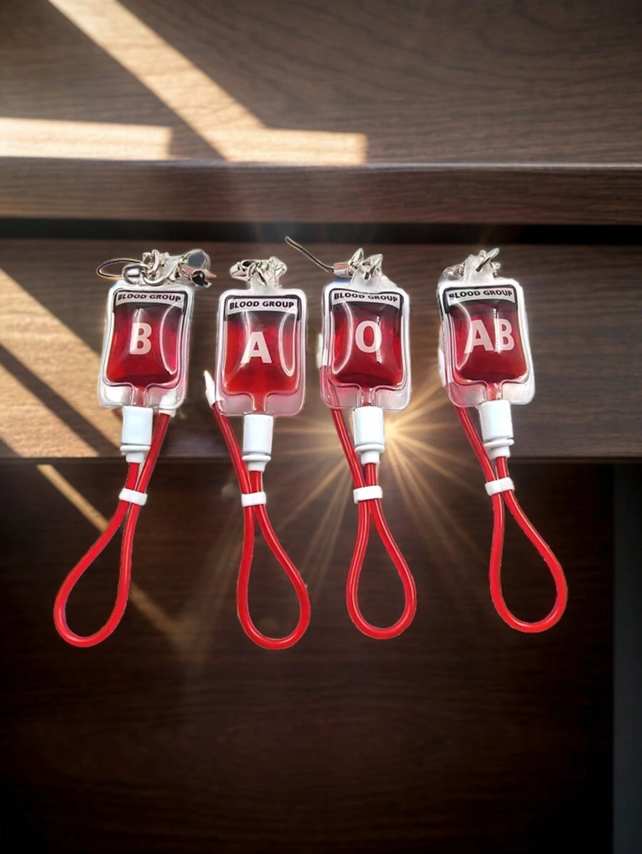 Eleganter 1 Stück Unisex Schlüsselanhänger mit Blutgruppe Rot (A, B, AB, O). Ein niedlicher und kreativer Accessoire, geeignet für Partys, Festivals und Aufführungen. Halloween Geschenk Souvenir Auto Zubehör Taschenbaumler Schule